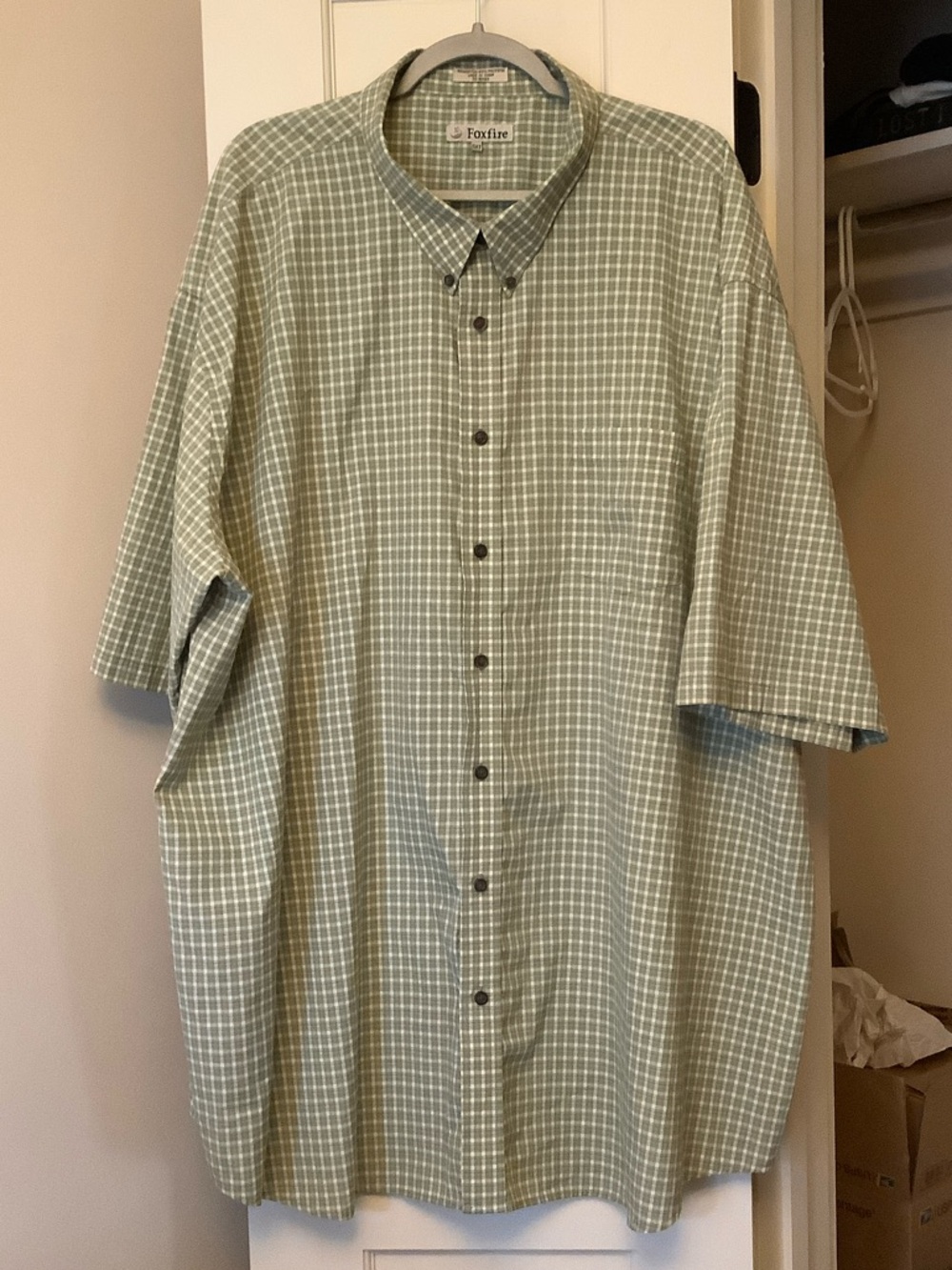 Foxfire Green Windowpane Short-Sleeve Button-Down Shirt